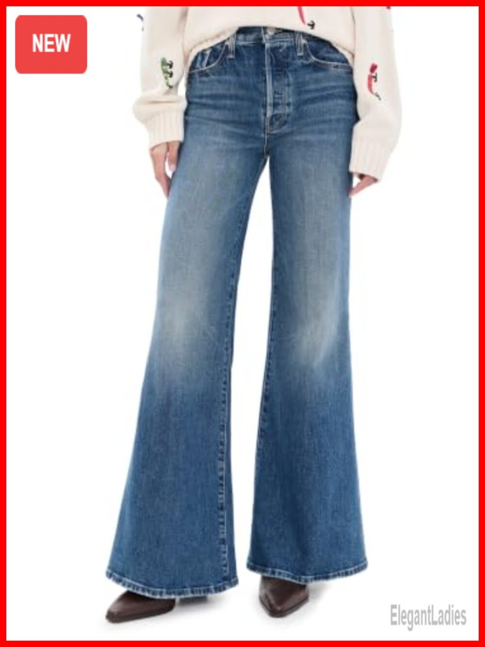 Mid Rise Stretch Denim Jeans Button Closure Wash Cold